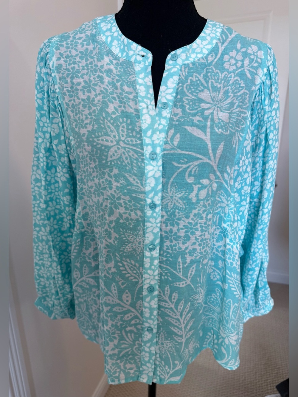 Zac & Rachel Aqua Floral Button-Down Shirt